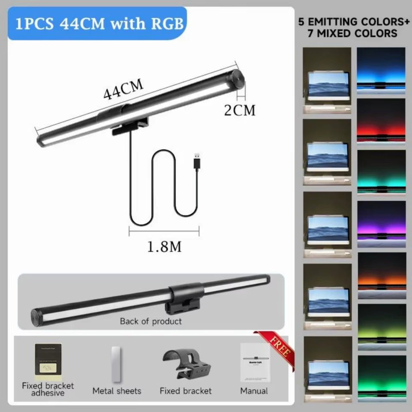 Screen Hanging Light 44CM CCT Touch Dimmable Monitor Notebook Computer LED Monitor Light for Computer Study LED Table Lamp