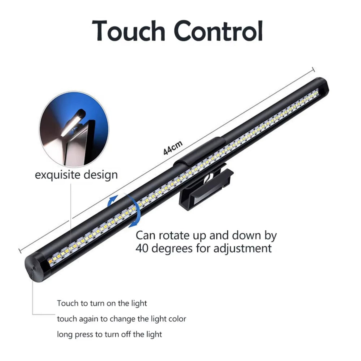 Screen Hanging Light 44CM CCT Touch Dimmable Monitor Notebook Computer LED Monitor Light for Computer Study LED Table Lamp