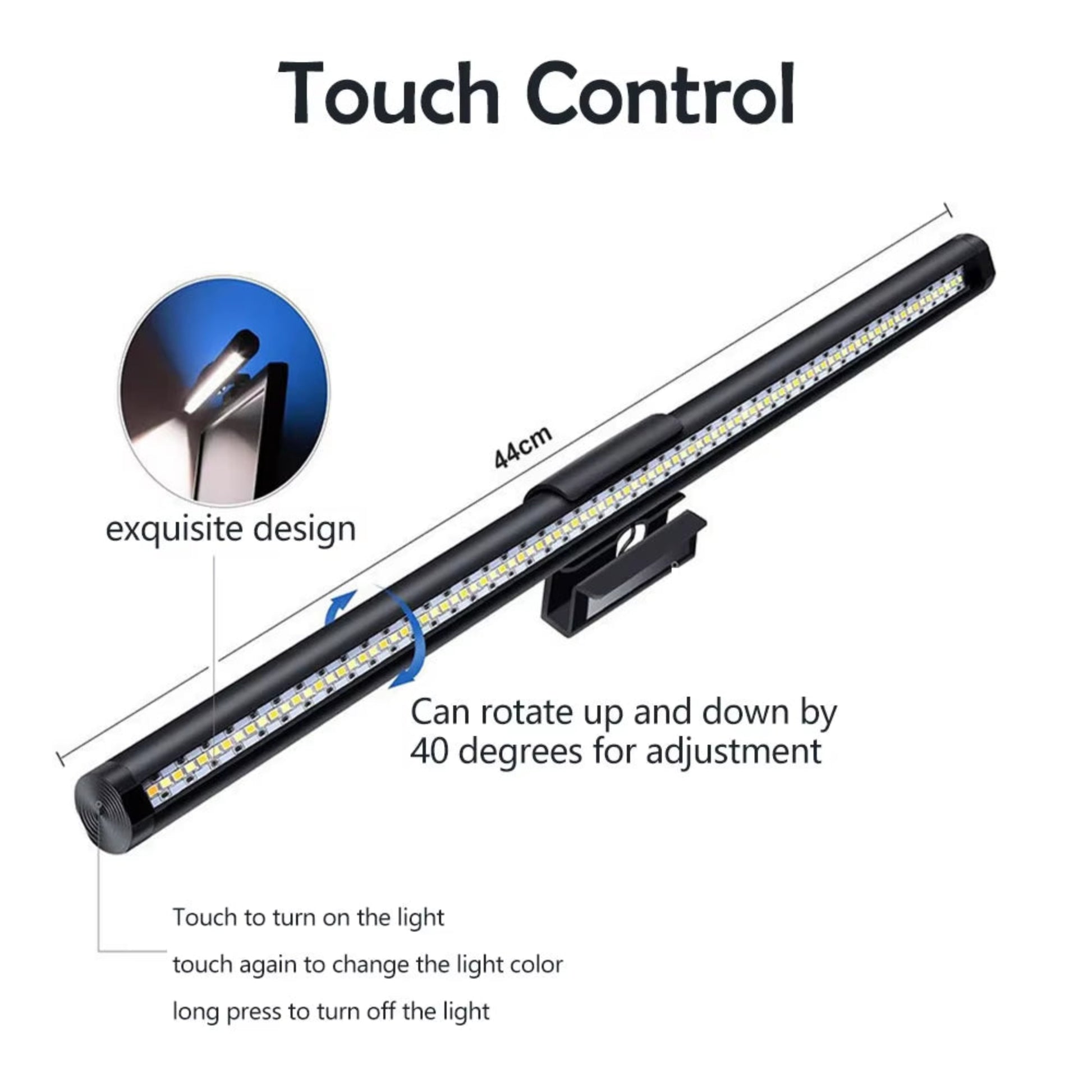 Screen Hanging Light 44CM CCT Touch Dimmable Monitor Notebook Computer LED Monitor Light for Computer Study LED Table Lamp