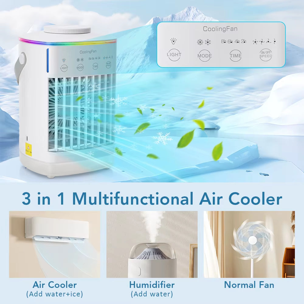 Portable Cold Air Conditioner Evaporative Air Cooler Mini Usb Table Fan Desktop Air Conditioning Fan Humidifier for Home Room