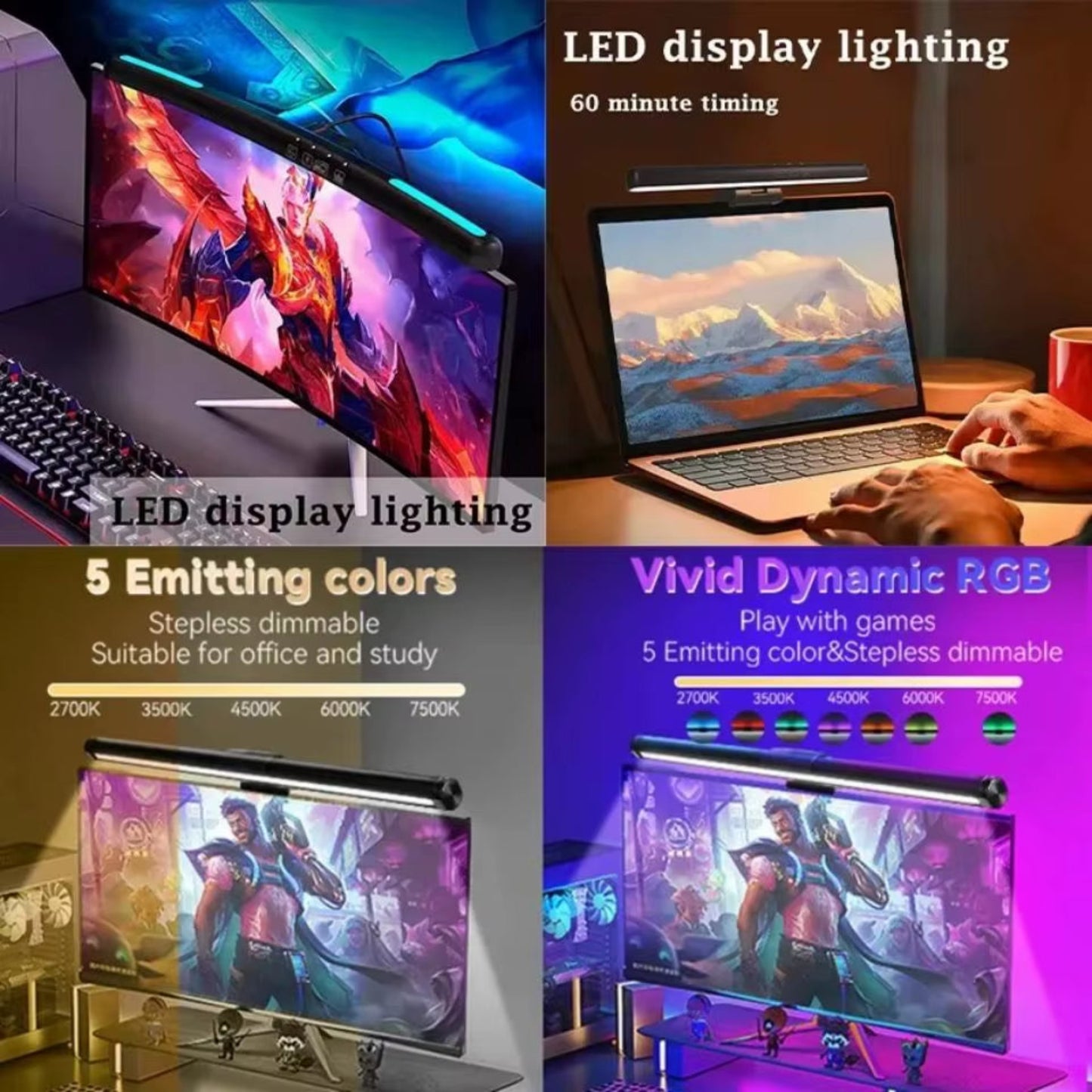 Screen Hanging Light 44CM CCT Touch Dimmable Monitor Notebook Computer LED Monitor Light for Computer Study LED Table Lamp